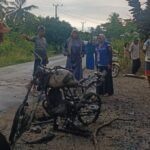Laka Tunggal, Motor Pelansir BBM Ratusan Liter Terbakar